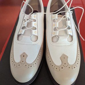 Ladies Tan & White Footjoy Europa Collection Golf Shoes.  Size 8M